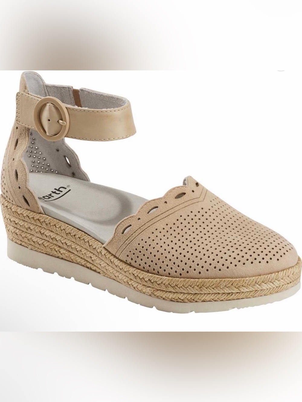 Earth Women's Modena Yarrow Sandal Size7 Espadrille Platfrom Akle Strap Tan